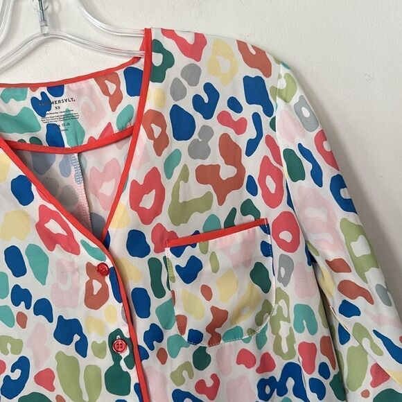 Summersalt The Cloud 9 Silky Button Front Multi Cheetah Leopard Shirt Top XS - Picture 4 of 8